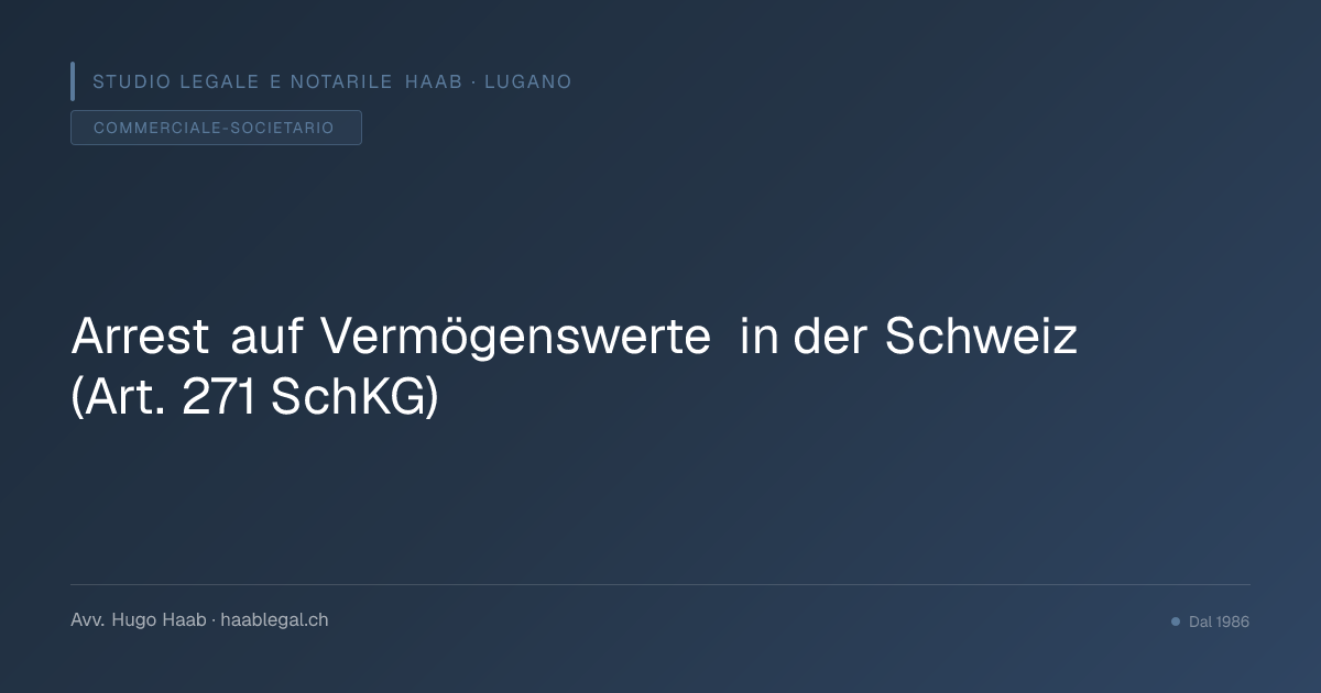 Arrest auf Vermögenswerte in der Schweiz (Art. 271 SchKG)